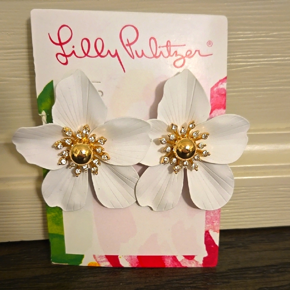 Lilly Pulitzer White Floral Earrings